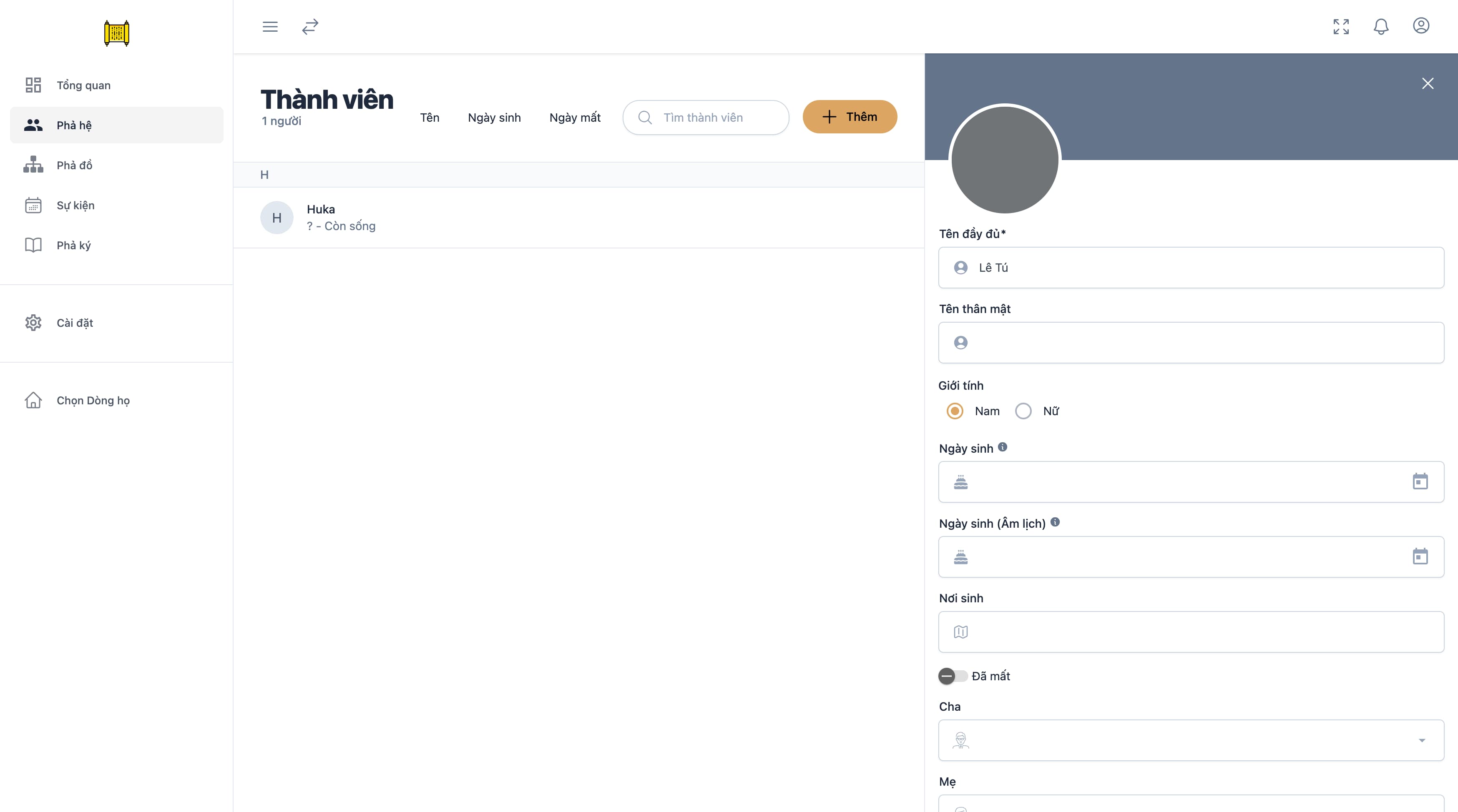 Hướng dẫn thêm thành viên vào Gia phả online bằng điện thoại và máy tính